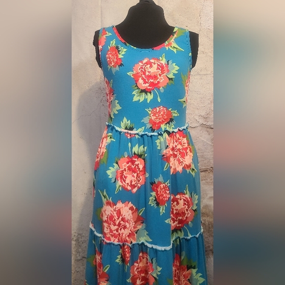 MATILDA JANE Gorgeous Knit Sleeveless Maxi Sun Dress Gathered & Tiered Small - Picture 4 of 6